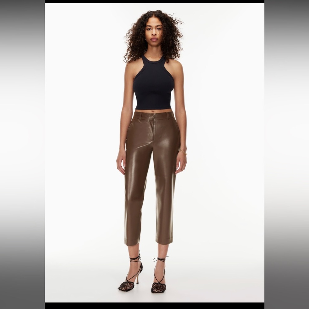 NWT Aritzia Babaton Command Cropped Leather pant coffee bean, sold out online
